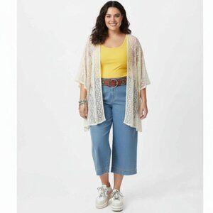 Classic & Chic Liz Claiborne Plus Size 24W Linen Blend Blue Capri  Jeans